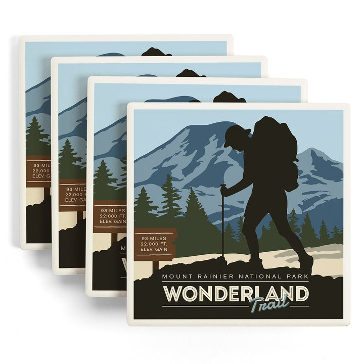 Mount Rainier National Park, Wonderland Trail, Backpacker, Coasters Coasters Lantern Press 