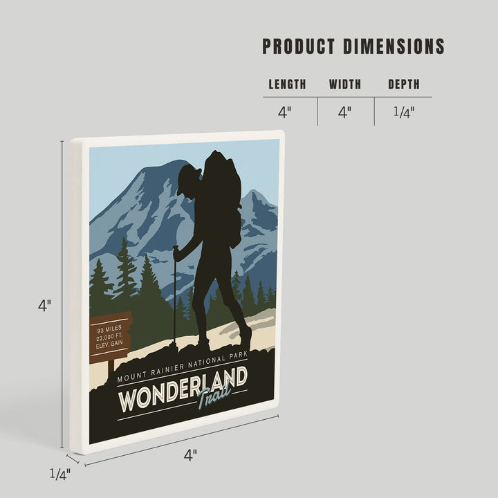 Mount Rainier National Park, Wonderland Trail, Backpacker, Coasters Coasters Lantern Press 