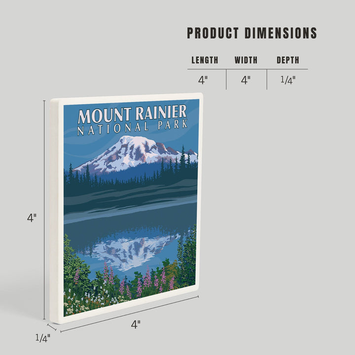 Mount Rainier, Washington, Reflection Lake, Coasters Coasters Lantern Press 