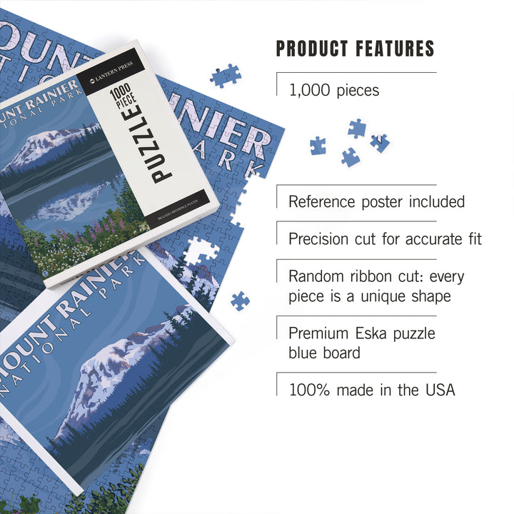 Mount Rainier, Washington, Reflection Lake, Jigsaw Puzzle Puzzle Lantern Press 