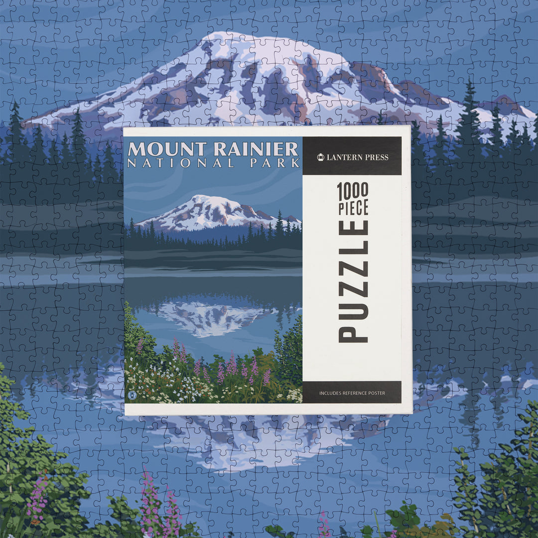 Mount Rainier, Washington, Reflection Lake, Jigsaw Puzzle Puzzle Lantern Press 
