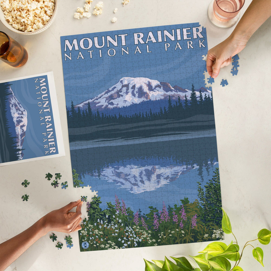 Mount Rainier, Washington, Reflection Lake, Jigsaw Puzzle Puzzle Lantern Press 