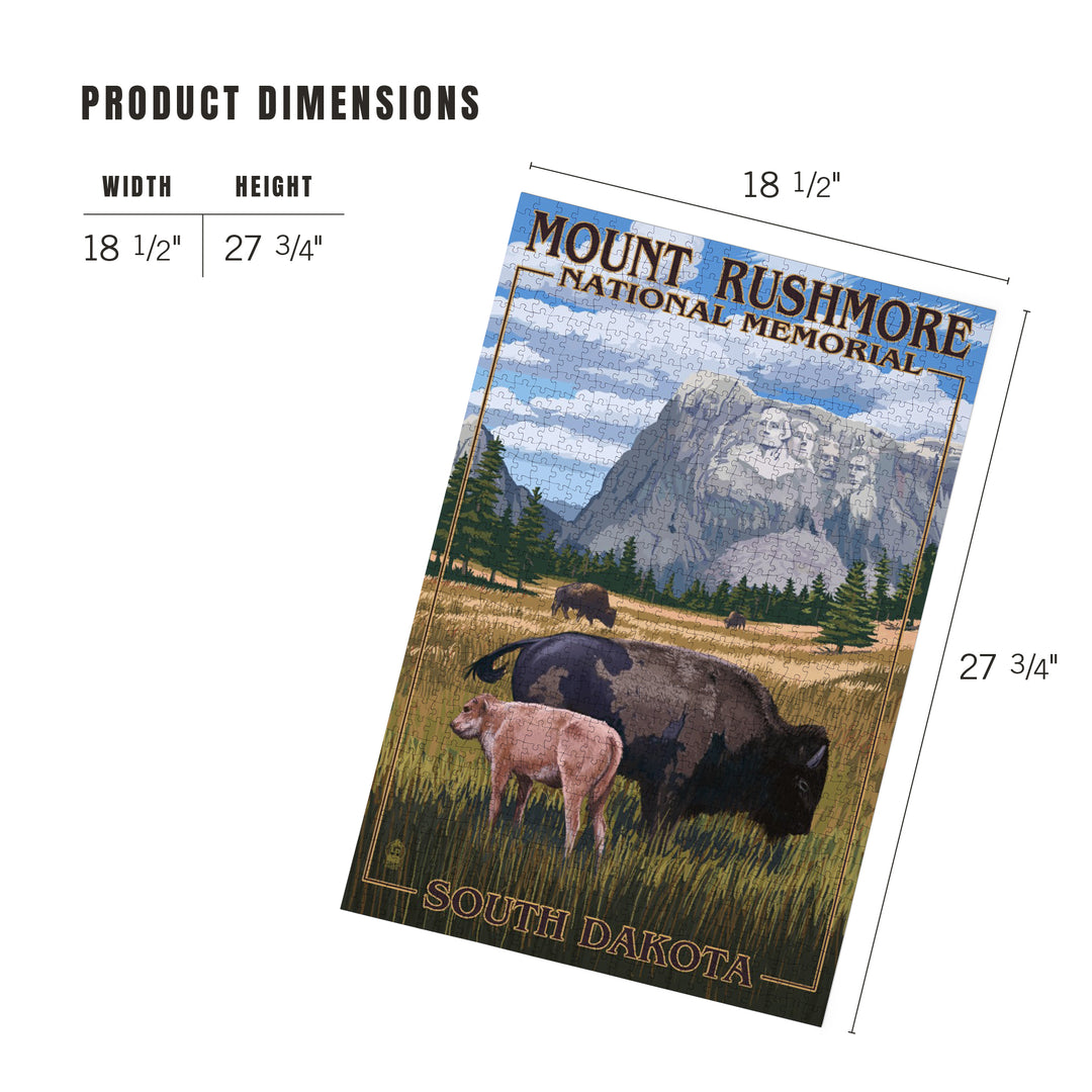 Mount Rushmore National Memorial, South Dakota, Bison Scene, Jigsaw Puzzle Puzzle Lantern Press 