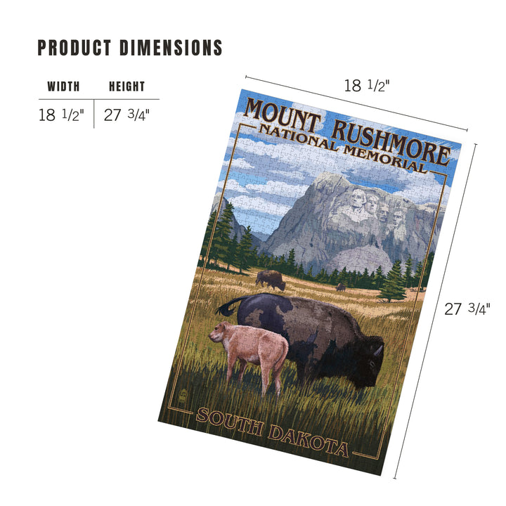 Mount Rushmore National Memorial, South Dakota, Bison Scene, Jigsaw Puzzle Puzzle Lantern Press 