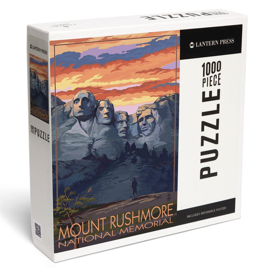 Mount Rushmore National Memorial, South Dakota, Painterly Series, Sunset View, Jigsaw Puzzle Puzzle Lantern Press 