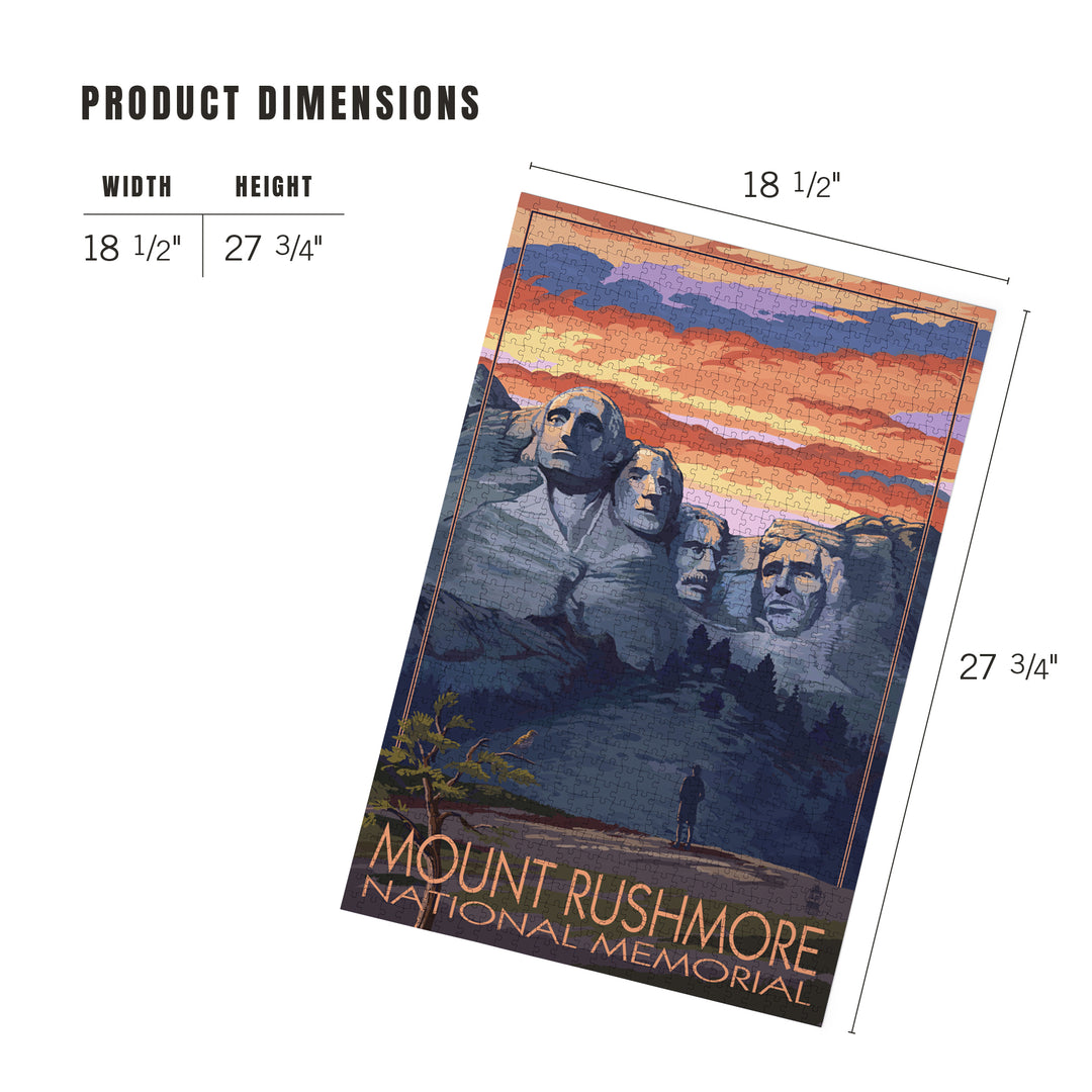 Mount Rushmore National Memorial, South Dakota, Painterly Series, Sunset View, Jigsaw Puzzle Puzzle Lantern Press 