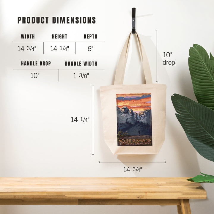 Mount Rushmore National Memorial, South Dakota, Painterly Series, Sunset View, Tote Bag Totes Lantern Press 