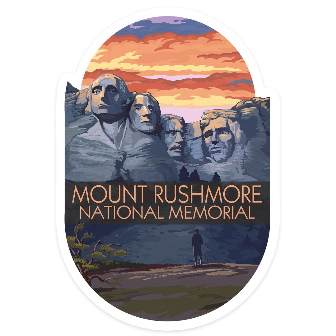 Mount Rushmore National Memorial, South Dakota, Sunset View, Contour, Lantern Press Artwork, Vinyl Sticker Sticker Lantern Press 