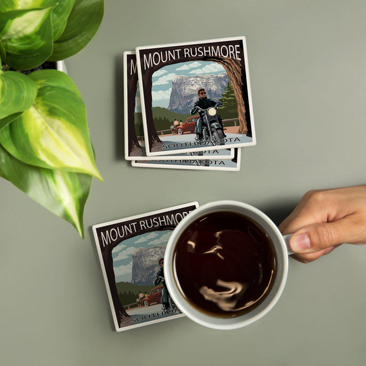 Mount Rushmore National Memorial, South Dakota, Tunnel Scene, Lantern Press Artwork, Coaster Set Coasters Lantern Press 