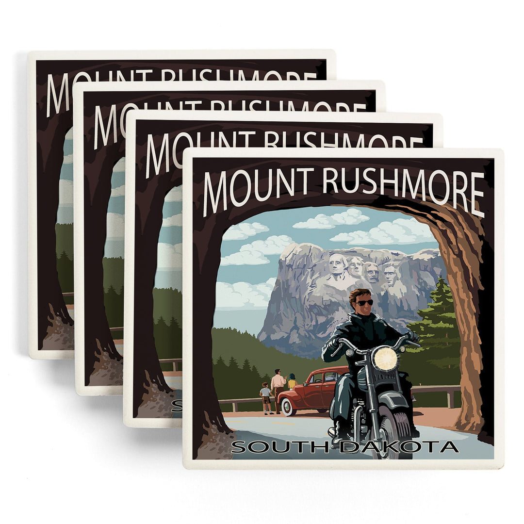 Mount Rushmore National Memorial, South Dakota, Tunnel Scene, Lantern Press Artwork, Coaster Set Coasters Lantern Press 