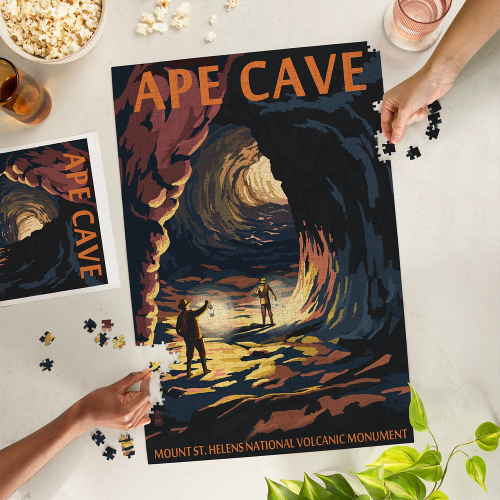 Mount St. Helens, Washington, Ape Cave, Sunset View, Jigsaw Puzzle Puzzle Lantern Press 