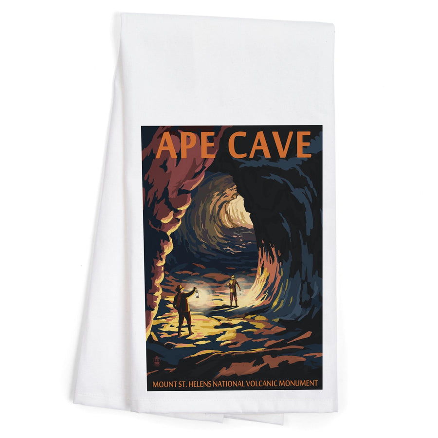 Mount St. Helens, Washington, Ape Cave, Sunset View, Organic Cotton Kitchen Tea Towels Kitchen Lantern Press 