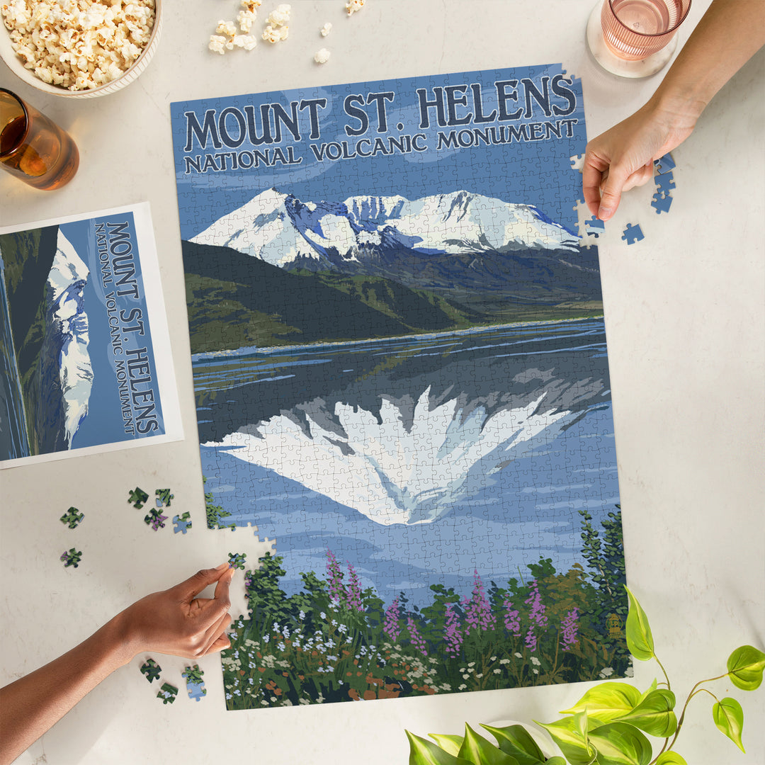 Mount St. Helens, Washington, Before and After Views, Jigsaw Puzzle Puzzle Lantern Press 