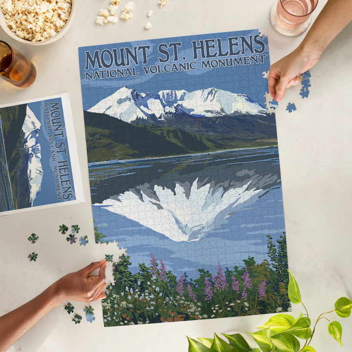 Mount St. Helens, Washington, Before and After Views, Jigsaw Puzzle Puzzle Lantern Press 