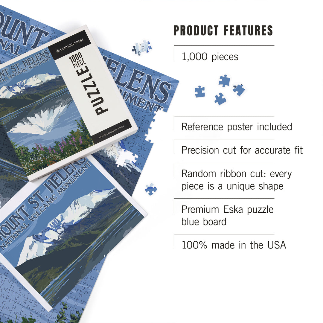 Mount St. Helens, Washington, Before and After Views, Jigsaw Puzzle Puzzle Lantern Press 