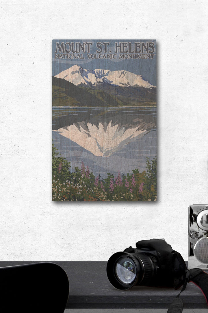 Mount St. Helens, Washington, Before and After Views, Lantern Press Artwork, Wood Signs and Postcards Wood Lantern Press 12 x 18 Wood Gallery Print 