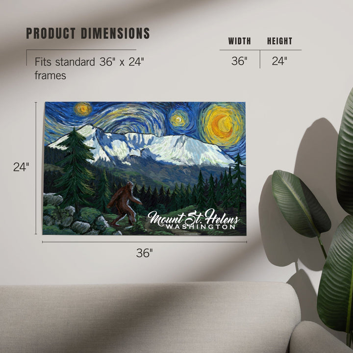 Mount St Helens, Washington, Bigfoot, Starry Night, Art & Giclee Prints Art Lantern Press 