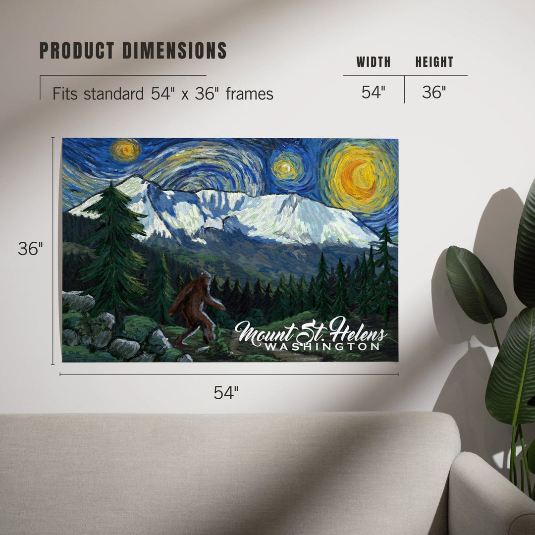 Mount St Helens, Washington, Bigfoot, Starry Night, Art & Giclee Prints Art Lantern Press 