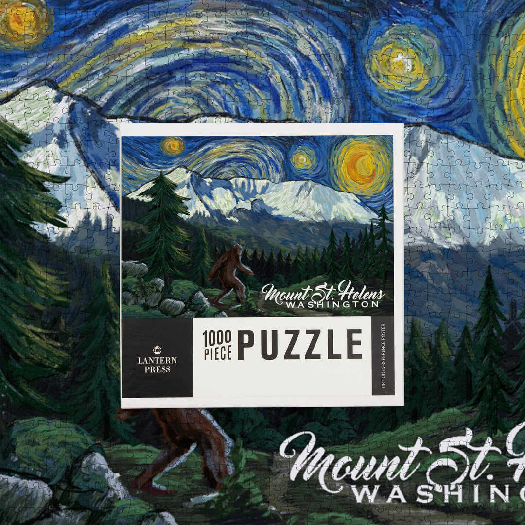 Mount St Helens, Washington, Bigfoot, Starry Night, Jigsaw Puzzle Puzzle Lantern Press 