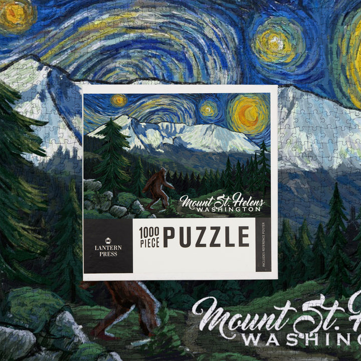 Mount St Helens, Washington, Bigfoot, Starry Night, Jigsaw Puzzle Puzzle Lantern Press 