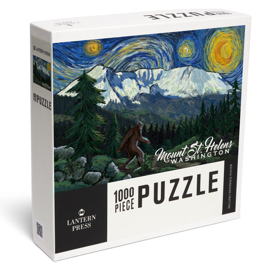 Mount St Helens, Washington, Bigfoot, Starry Night, Jigsaw Puzzle Puzzle Lantern Press 
