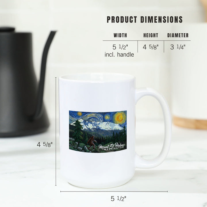 Mount St Helens, Washington, Bigfoot, Starry Night, Lantern Press Artwork, Ceramic Mug Mugs Lantern Press 