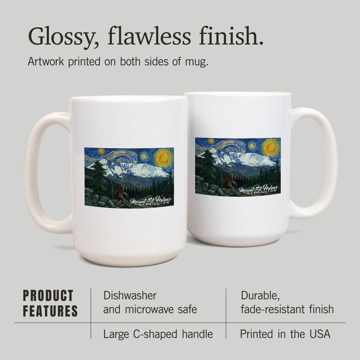 Mount St Helens, Washington, Bigfoot, Starry Night, Lantern Press Artwork, Ceramic Mug Mugs Lantern Press 