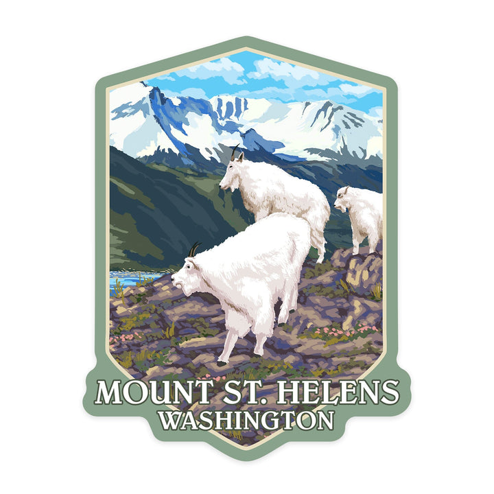 Mount St. Helens, Washington, Goat Family, Contour, Vinyl Sticker Sticker Lantern Press 