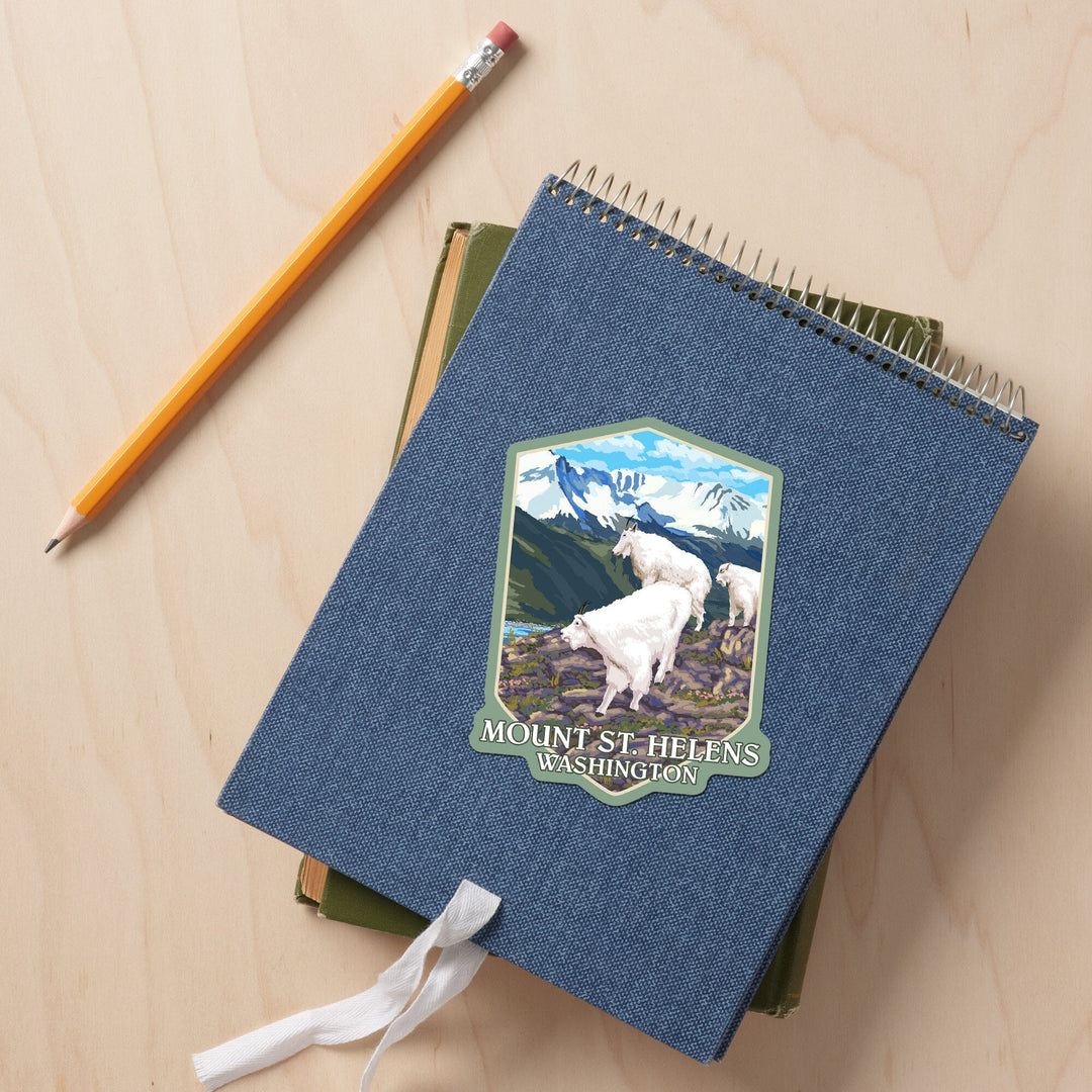 Mount St. Helens, Washington, Goat Family, Contour, Vinyl Sticker Sticker Lantern Press 