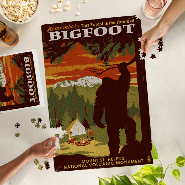Mount St. Helens, Washington, Home of Bigfoot, Jigsaw Puzzle Puzzle Lantern Press 