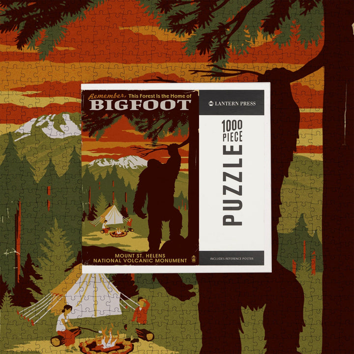 Mount St. Helens, Washington, Home of Bigfoot, Jigsaw Puzzle Puzzle Lantern Press 