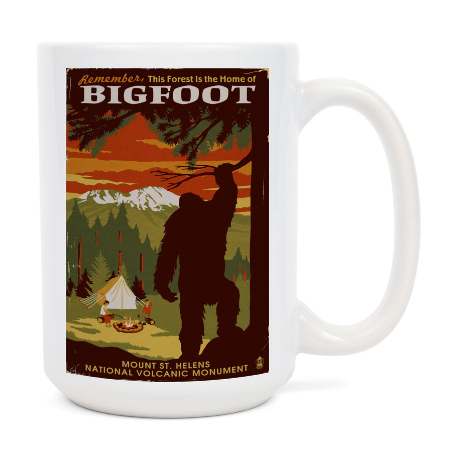 Mount St. Helens, Washington, Home of Bigfoot, Lantern Press Artwork, Ceramic Mug Mugs Lantern Press 