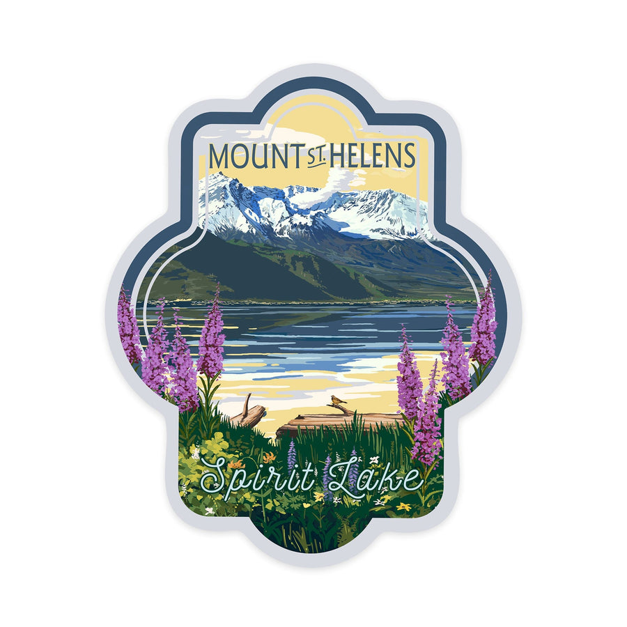 Mount St. Helens, Washington, Spirit Lake, Contour, Lantern Press Artwork, Vinyl Sticker Sticker Lantern Press 