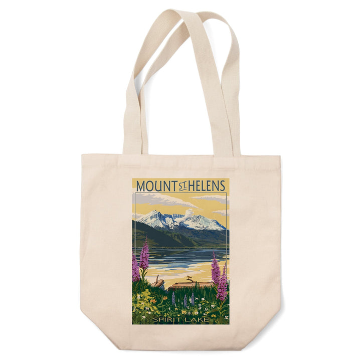 Mount St. Helens, Washington, Spirit Lake, Lantern Press Artwork, Tote Bag Totes Lantern Press 