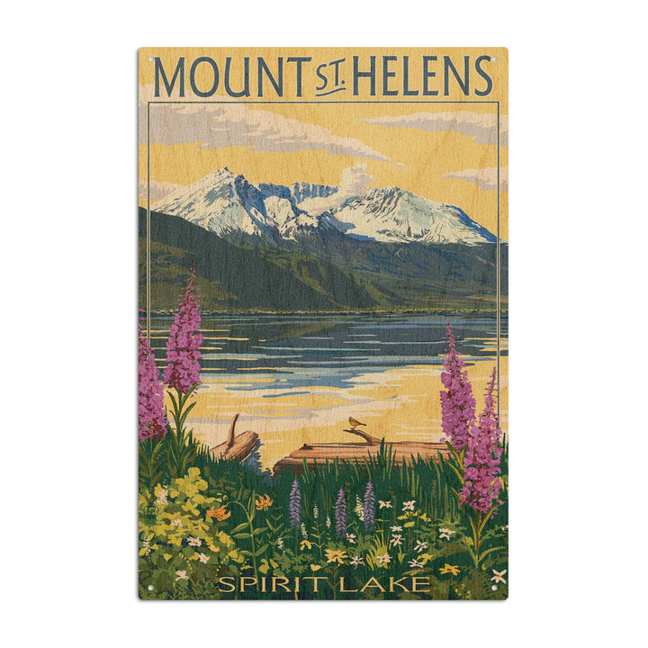 Mount St. Helens, Washington, Spirit Lake, Lantern Press Artwork, Wood Signs and Postcards Wood Lantern Press 10 x 15 Wood Sign 