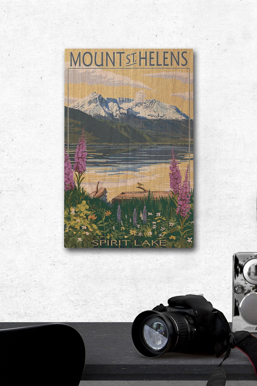 Mount St. Helens, Washington, Spirit Lake, Lantern Press Artwork, Wood Signs and Postcards Wood Lantern Press 12 x 18 Wood Gallery Print 