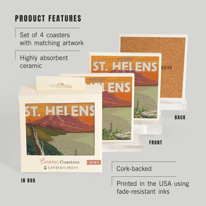 Mount St. Helens, Washington, Sunset View, Coasters Coasters Lantern Press 