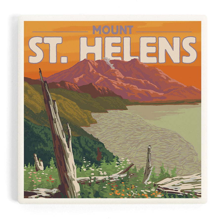 Mount St. Helens, Washington, Sunset View, Coasters Coasters Lantern Press 