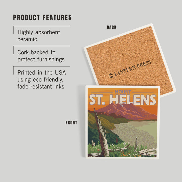 Mount St. Helens, Washington, Sunset View, Coasters Coasters Lantern Press 