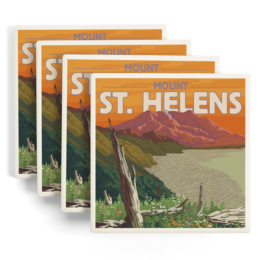 Mount St. Helens, Washington, Sunset View, Coasters Coasters Lantern Press 