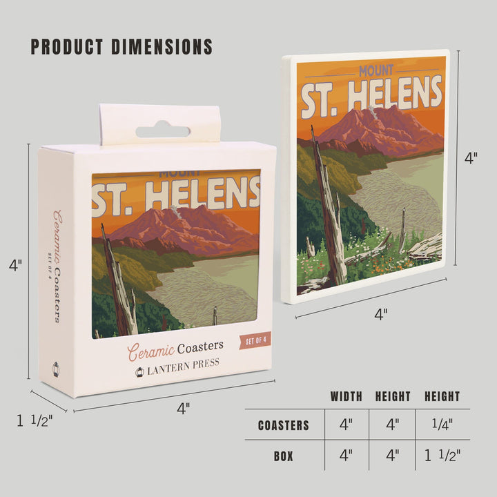 Mount St. Helens, Washington, Sunset View, Coasters Coasters Lantern Press 