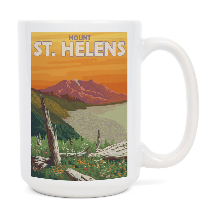 Mount St. Helens, Washington, Sunset View, Lantern Press Artwork, Ceramic Mug Mugs Lantern Press 