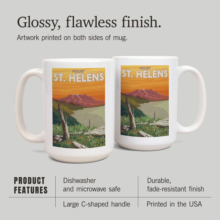 Mount St. Helens, Washington, Sunset View, Lantern Press Artwork, Ceramic Mug Mugs Lantern Press 