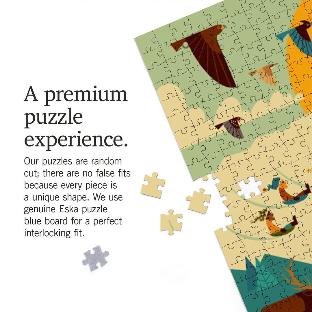Mountain Geometric, Jigsaw Puzzle Puzzle Lantern Press 