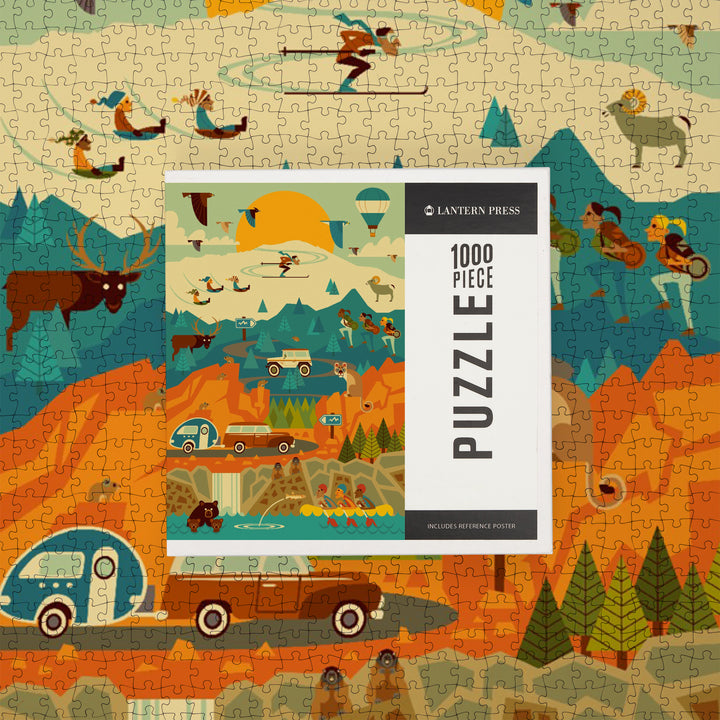 Mountain Geometric, Jigsaw Puzzle Puzzle Lantern Press 