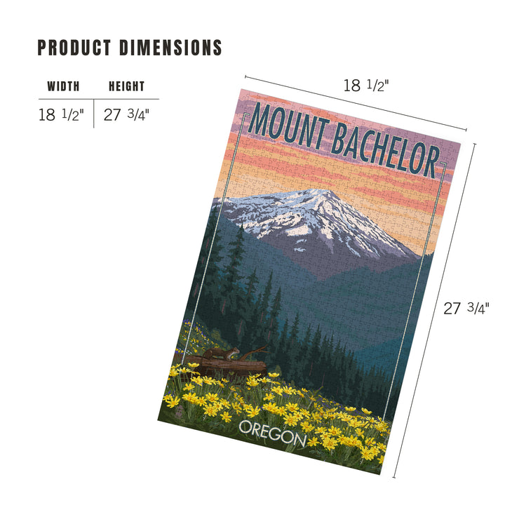 Mt. Bachelor, Oregon, Pine Martin and Flowers, Jigsaw Puzzle Puzzle Lantern Press 