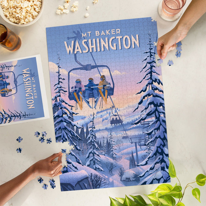 Mt Baker, Washington, Chill on the Uphill, Ski Lift, Jigsaw Puzzle Puzzle Lantern Press 