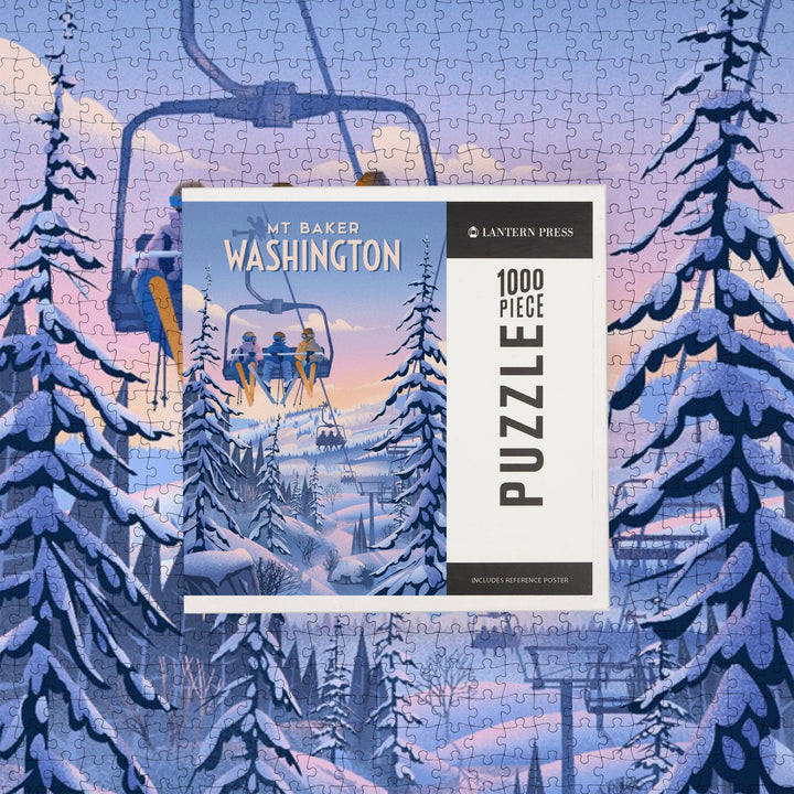 Mt Baker, Washington, Chill on the Uphill, Ski Lift, Jigsaw Puzzle Puzzle Lantern Press 