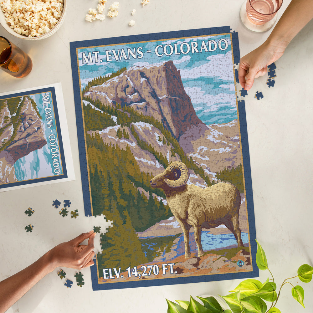 Mt. Evans, Colorado, Bighorn Sheep, Jigsaw Puzzle Puzzle Lantern Press 
