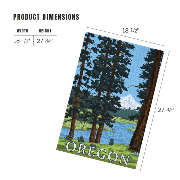 Mt. Hood and River, Oregon Scene, Jigsaw Puzzle Puzzle Lantern Press 